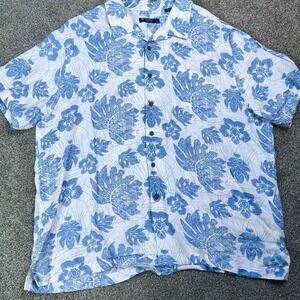 Cremeux 100% Linen Hawaiian Floral Button Up Shirt Mens XXL